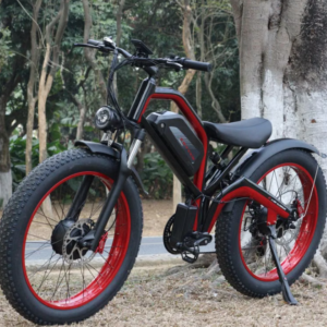 Pre-owned Red & Black Retro Wide-Tire E-Bike – Off-Road Fat-Tire Mountain Commuter