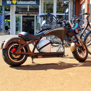 Pre-owned Vintage-Style Harley-Inspired Electric Scooter (Bronze Distressed Finish) – Cruiser Style for Urban Commuting